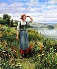 Daniel Ridgway Knight A Field of Flowers painting